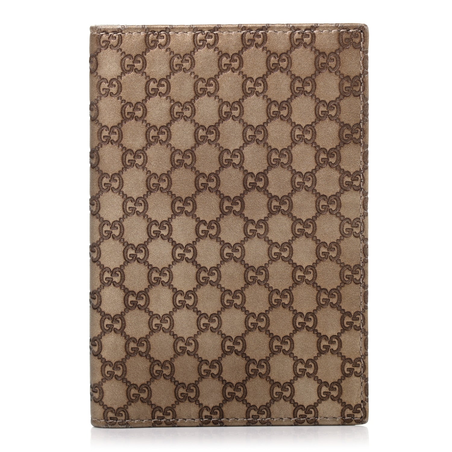 Gucci Metallic Guccissima Signature Passport Case Gold 1 of 8
