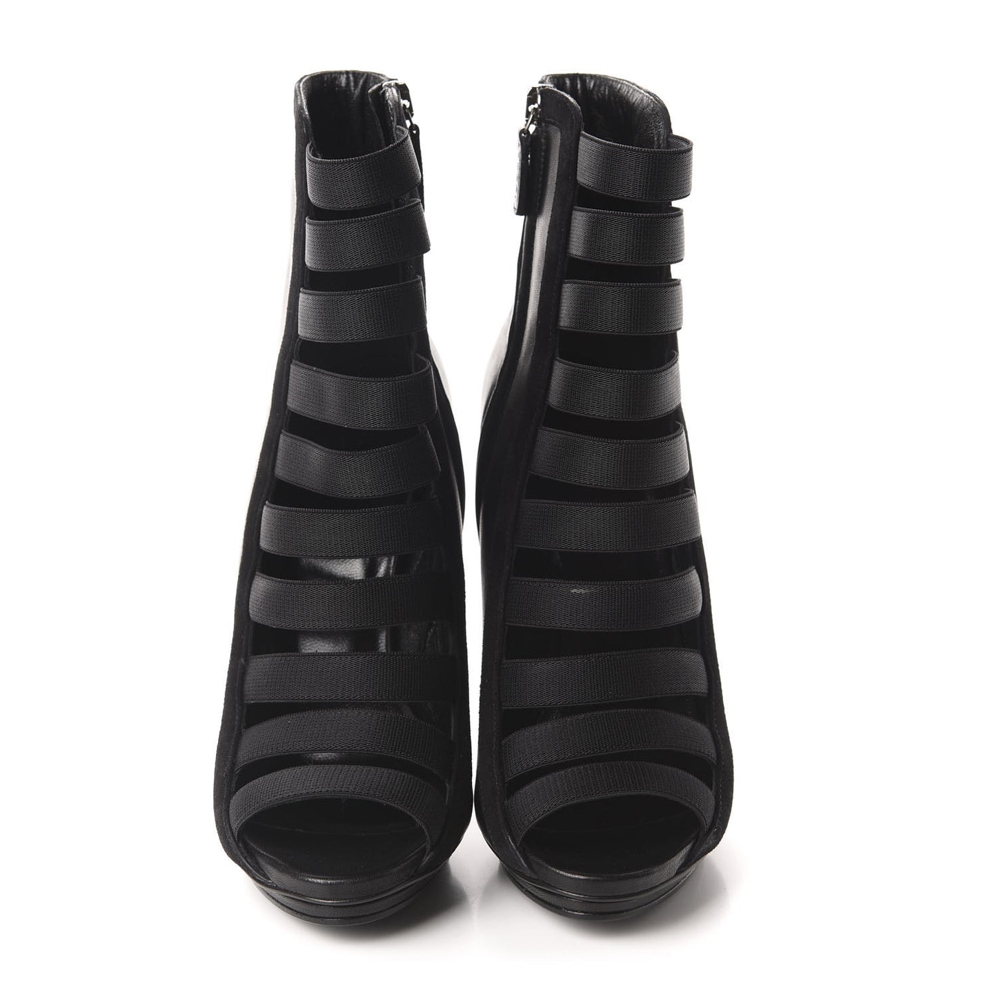 Nappa Kid Scamosciato Elastic Olimpia Open Toe Booties 37 Black