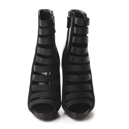 Gucci Nappa Kid Scamosciato Elastic Olimpia Open Toe Booties 37 Black 2 of 8