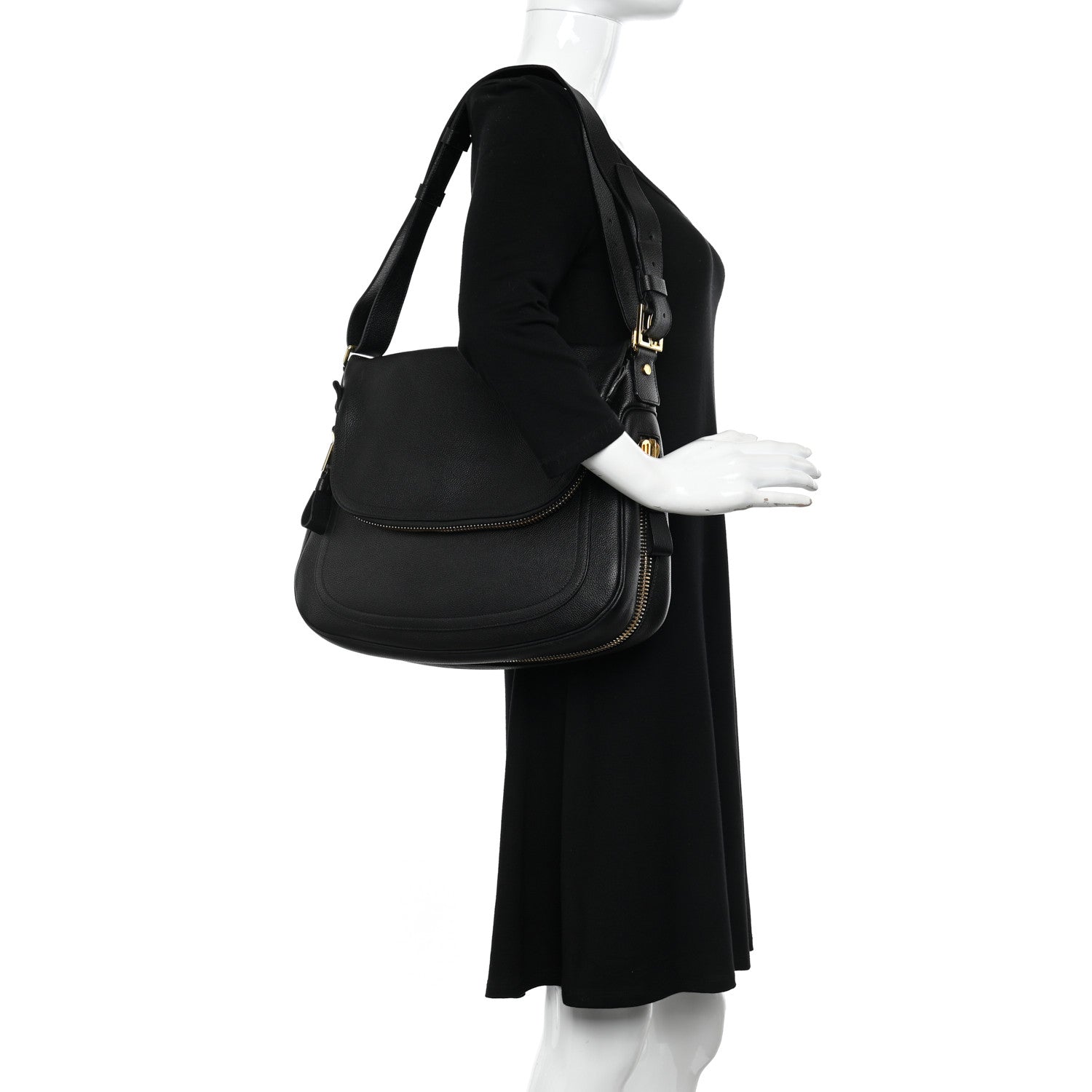 Tom Ford Grained Calfskin Large Jennifer Crossbody Bag Black 2 of 12