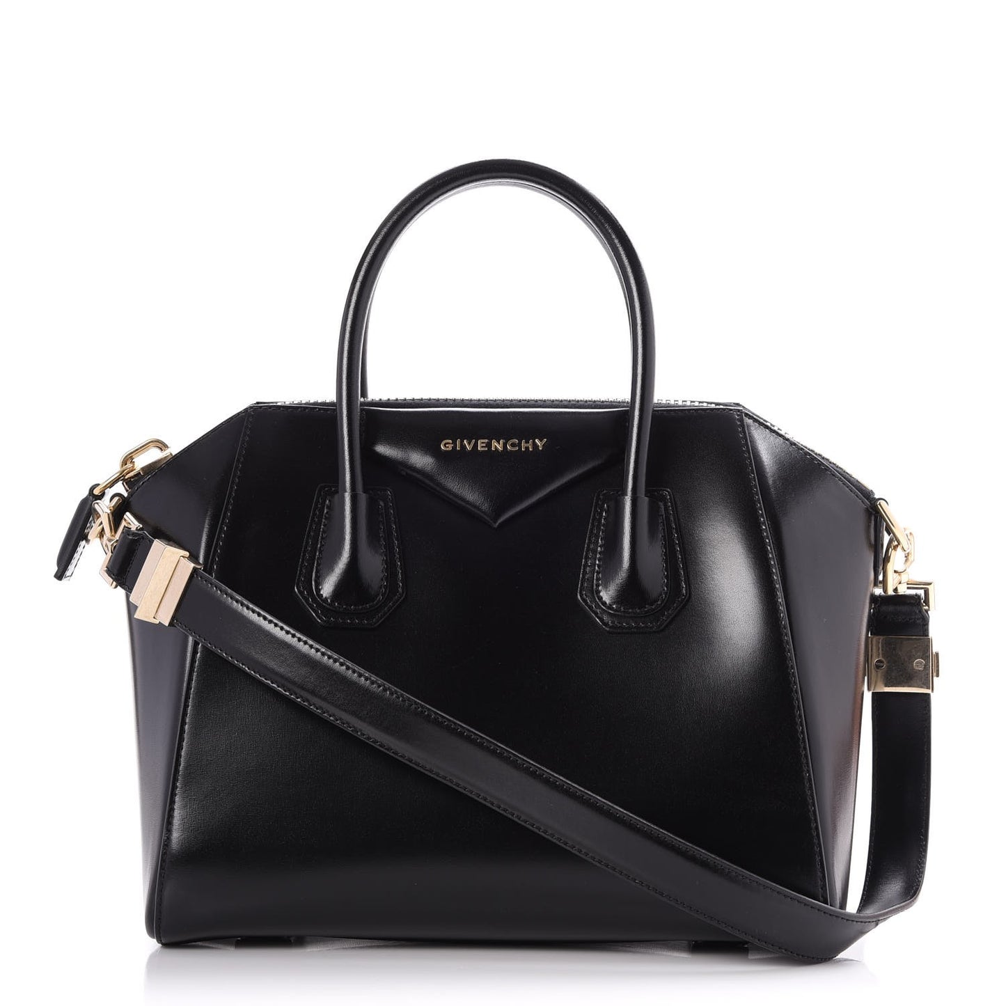 Shiny Lord Calfskin Small Antigona Black