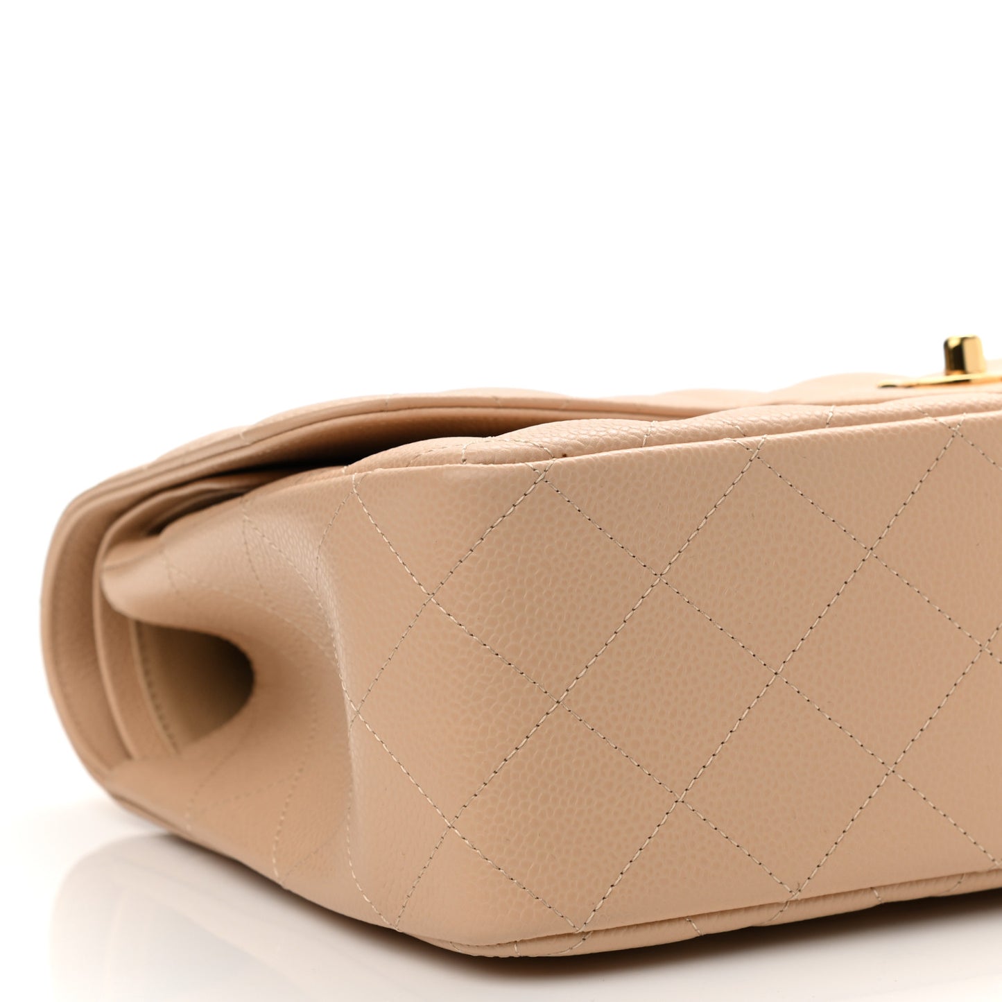 Caviar Quilted Jumbo Double Flap Light Beige