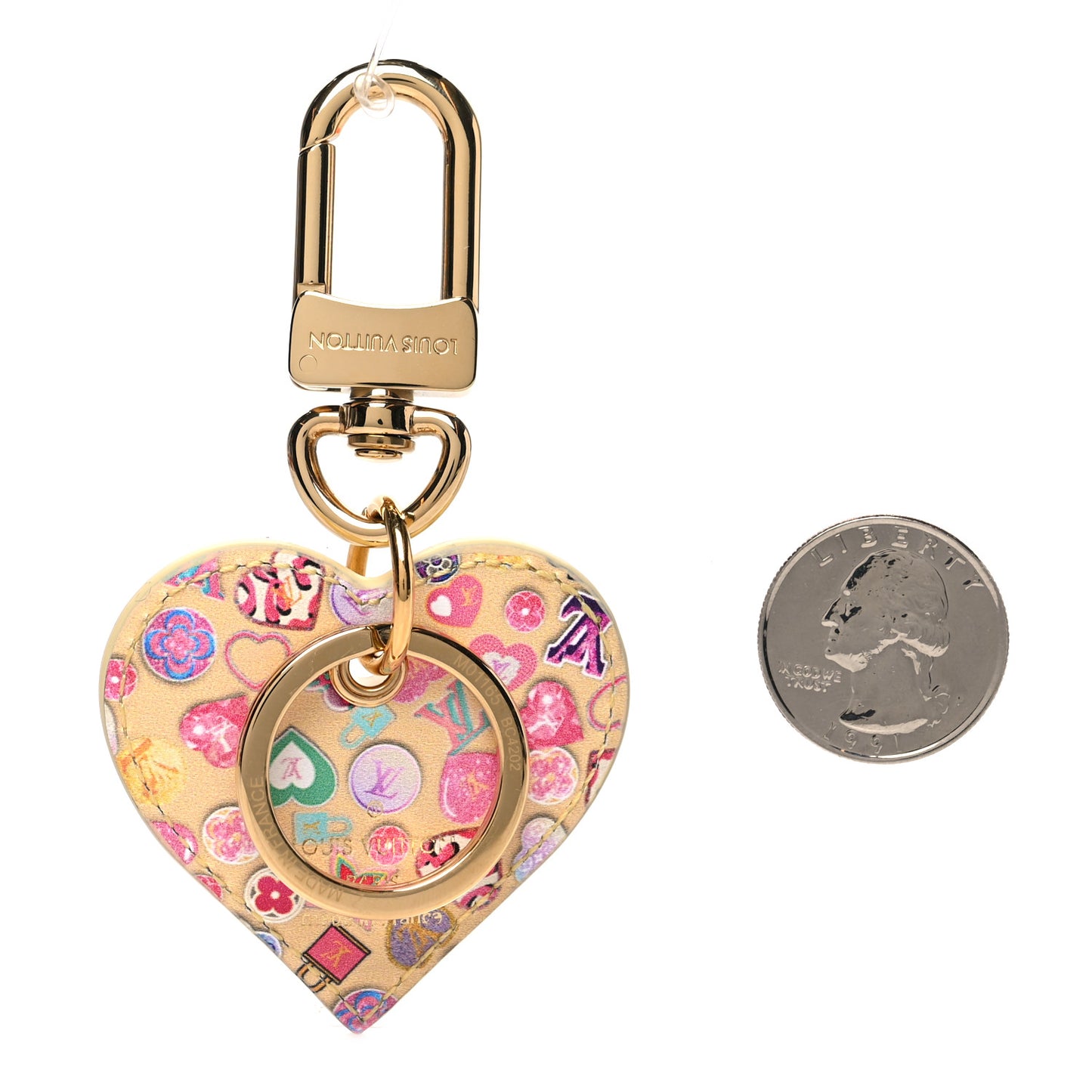Vernis Degrade Love Lock Heart Key Holder Bag Charm Yellow