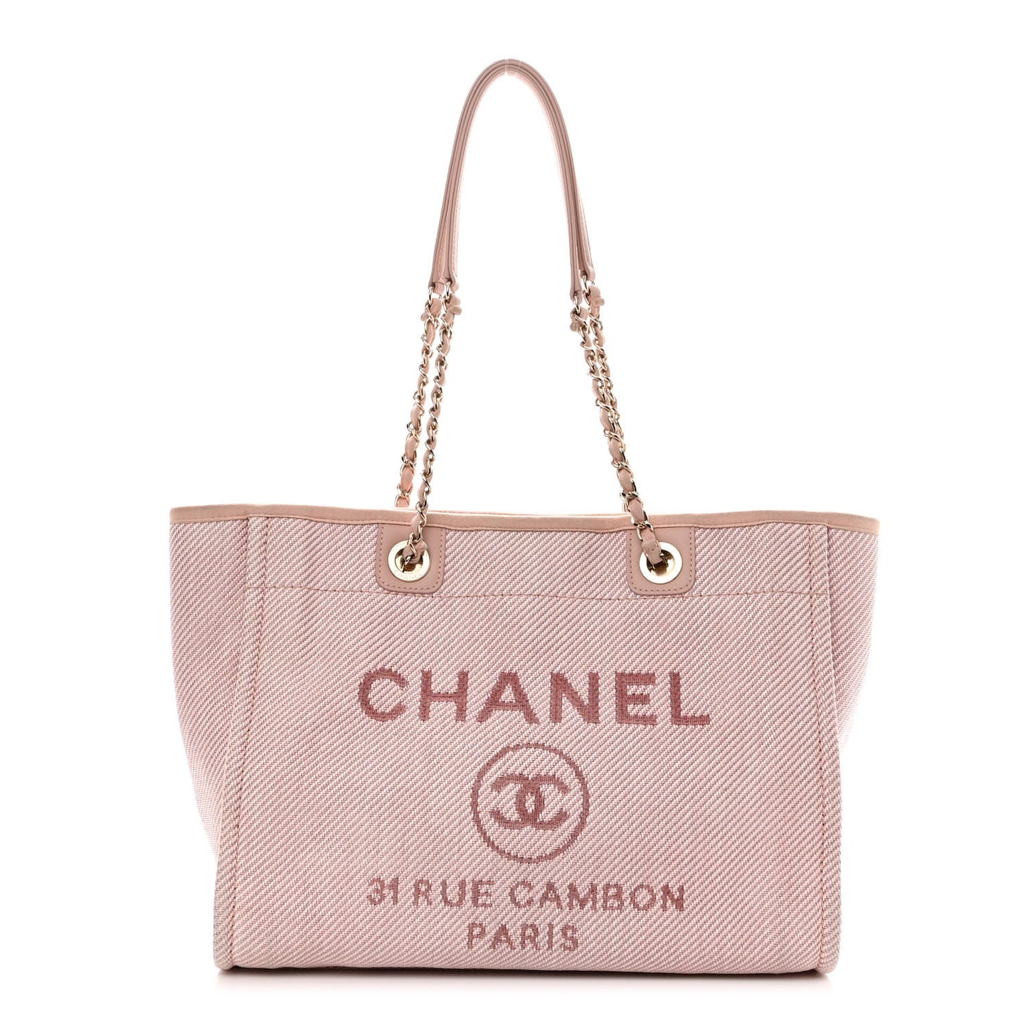 Mixed Fibers Calfskin Small Deauville Tote Rose Pink