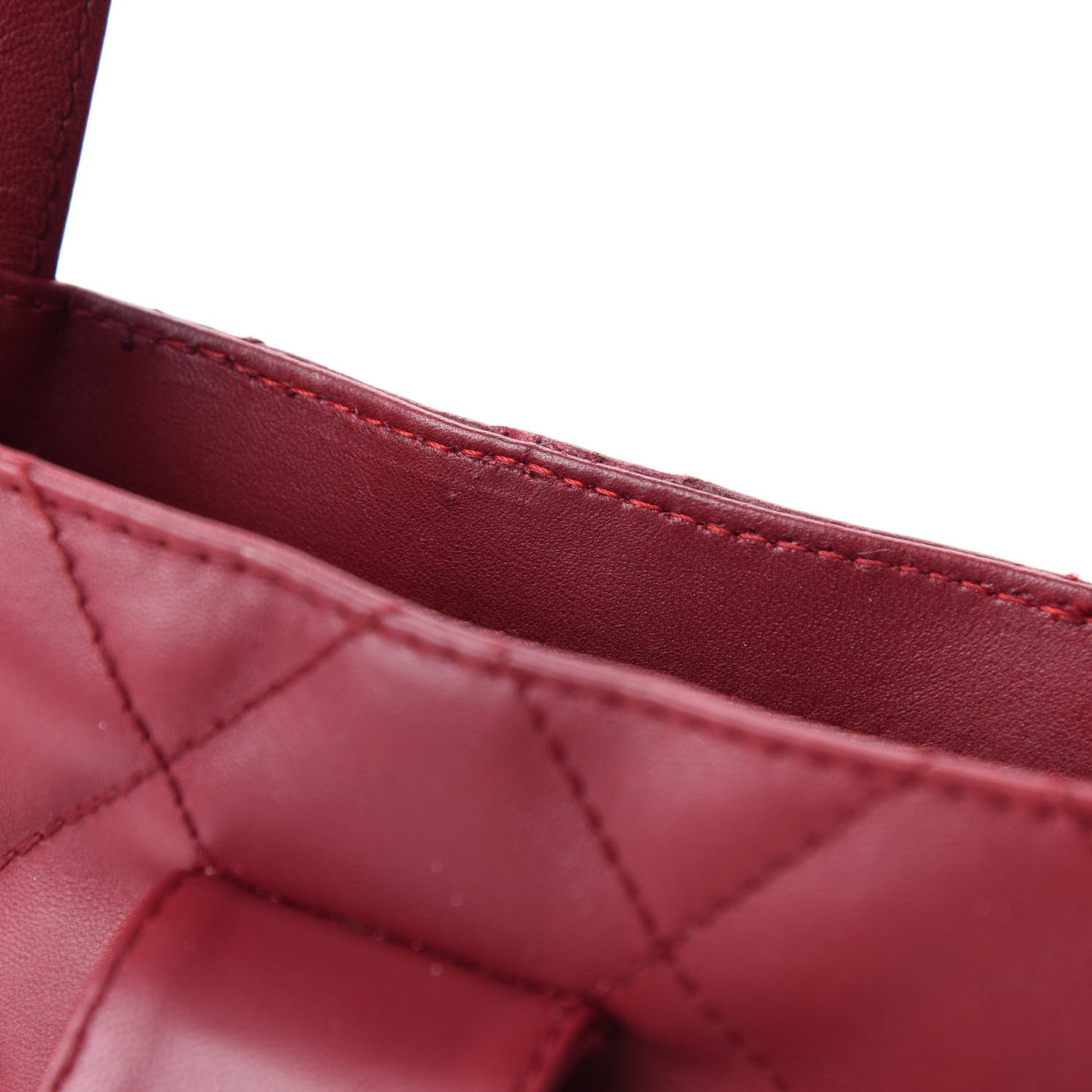 Lambskin Stitched Top Handle Flap Bag Red