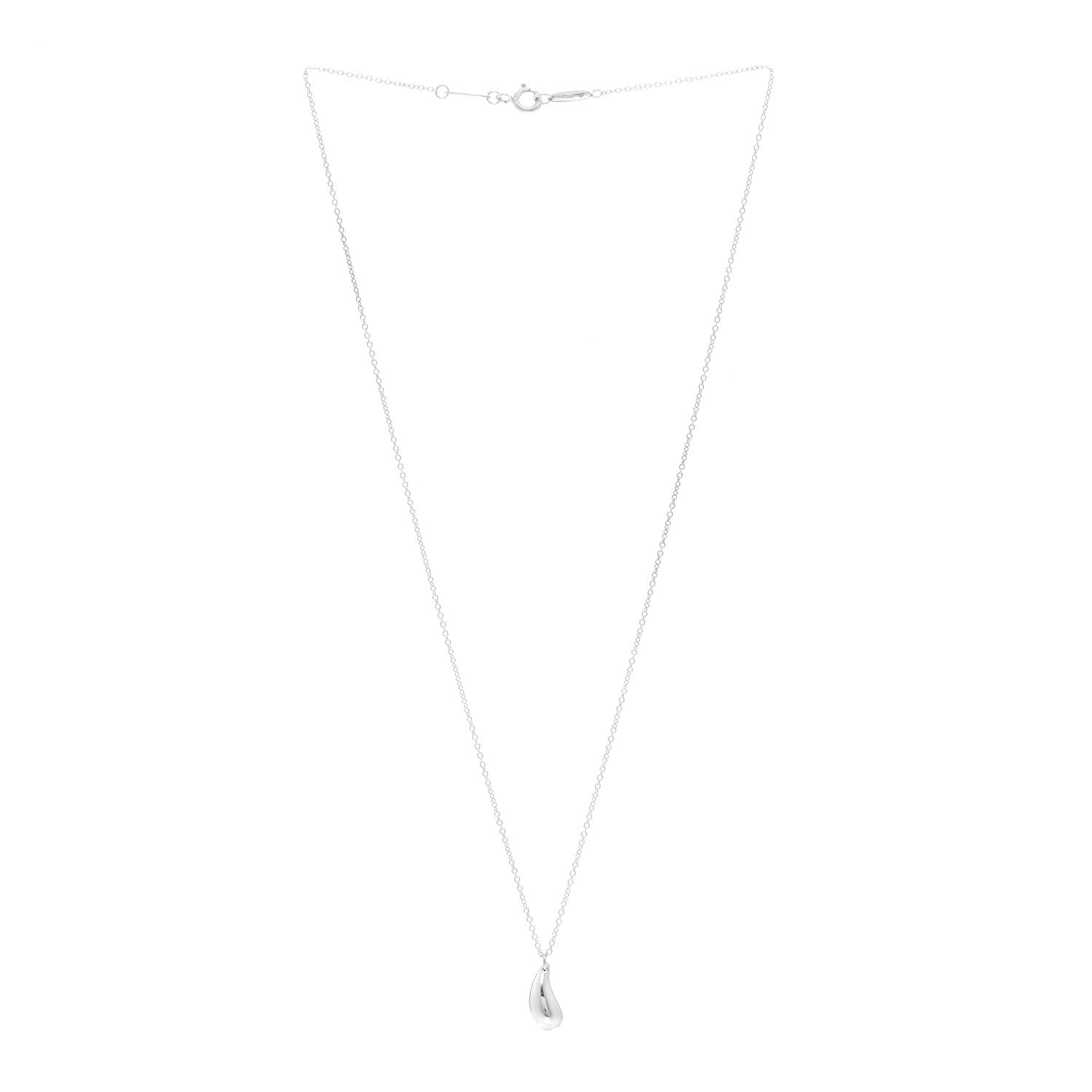 Tiffany Sterling Silver 12mm Elsa Peretti Tear Drop Pendant Necklace 3 of 4