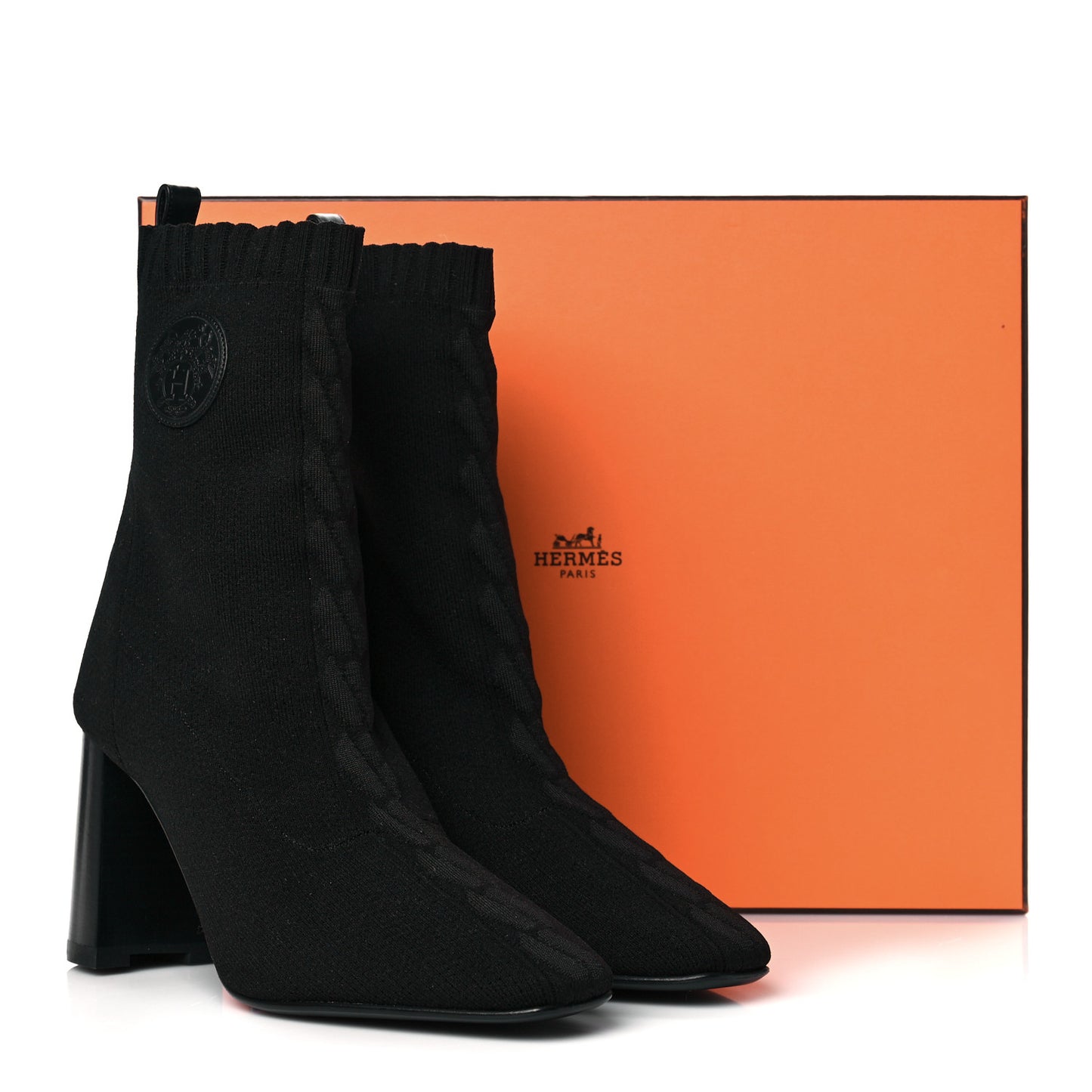 Knit Calfskin Volver Ankle Boots 38.5 Black