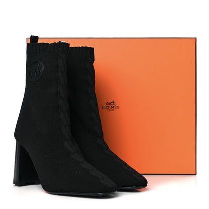 Hermes Knit Calfskin Volver Ankle Boots 38.5 Black 7 of 7