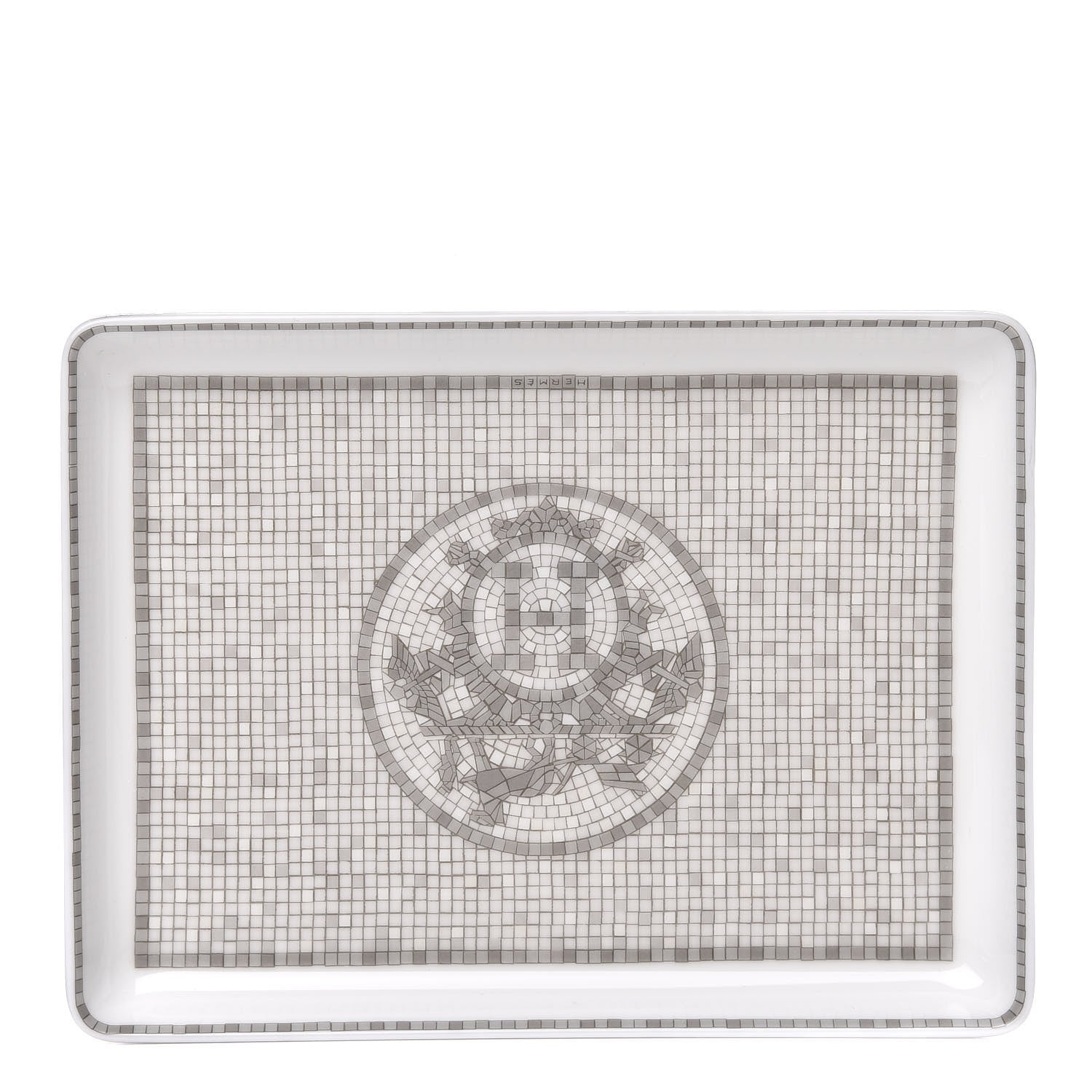 Hermes Porcelain Mosaique Au 24 Sushi Plate Platine 1 of 5