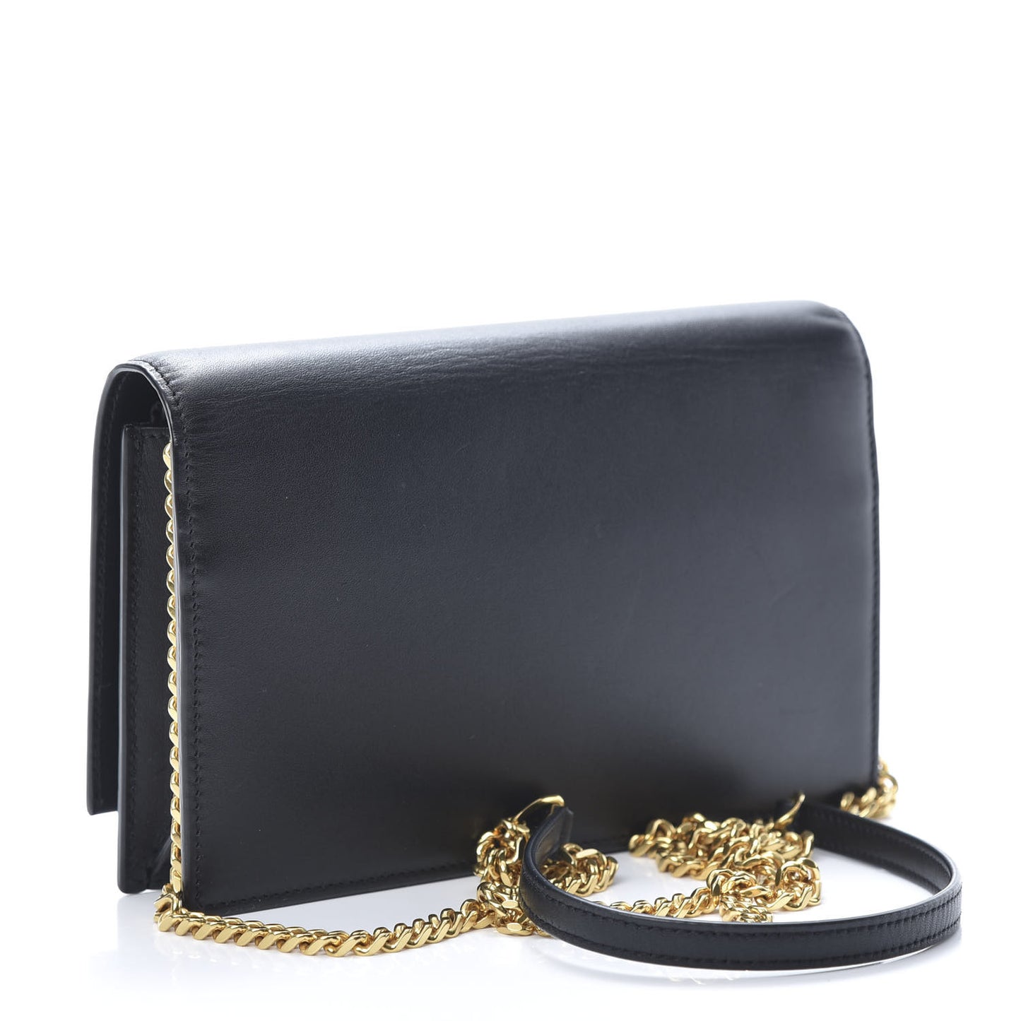 Smooth Calfskin Classic Monogram Kate Tassel Chain Wallet Black