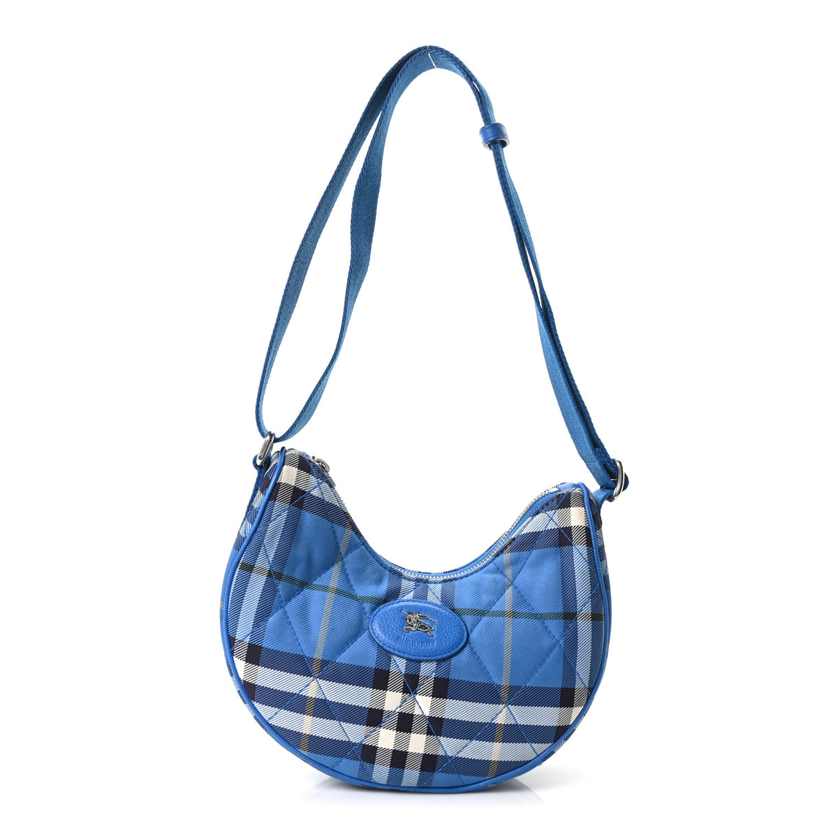 Burberry Nylon Check Horseshoe Crossbody Bag Hyacinth 1 of 10