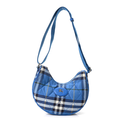 Burberry Nylon Check Horseshoe Crossbody Bag Hyacinth 1 of 10