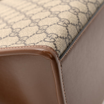 Gucci GG Supreme Monogram Azalea Calfskin Small Retro Interlocking G Tote Bag Beige Ebony Brown Sugar 12 of 12