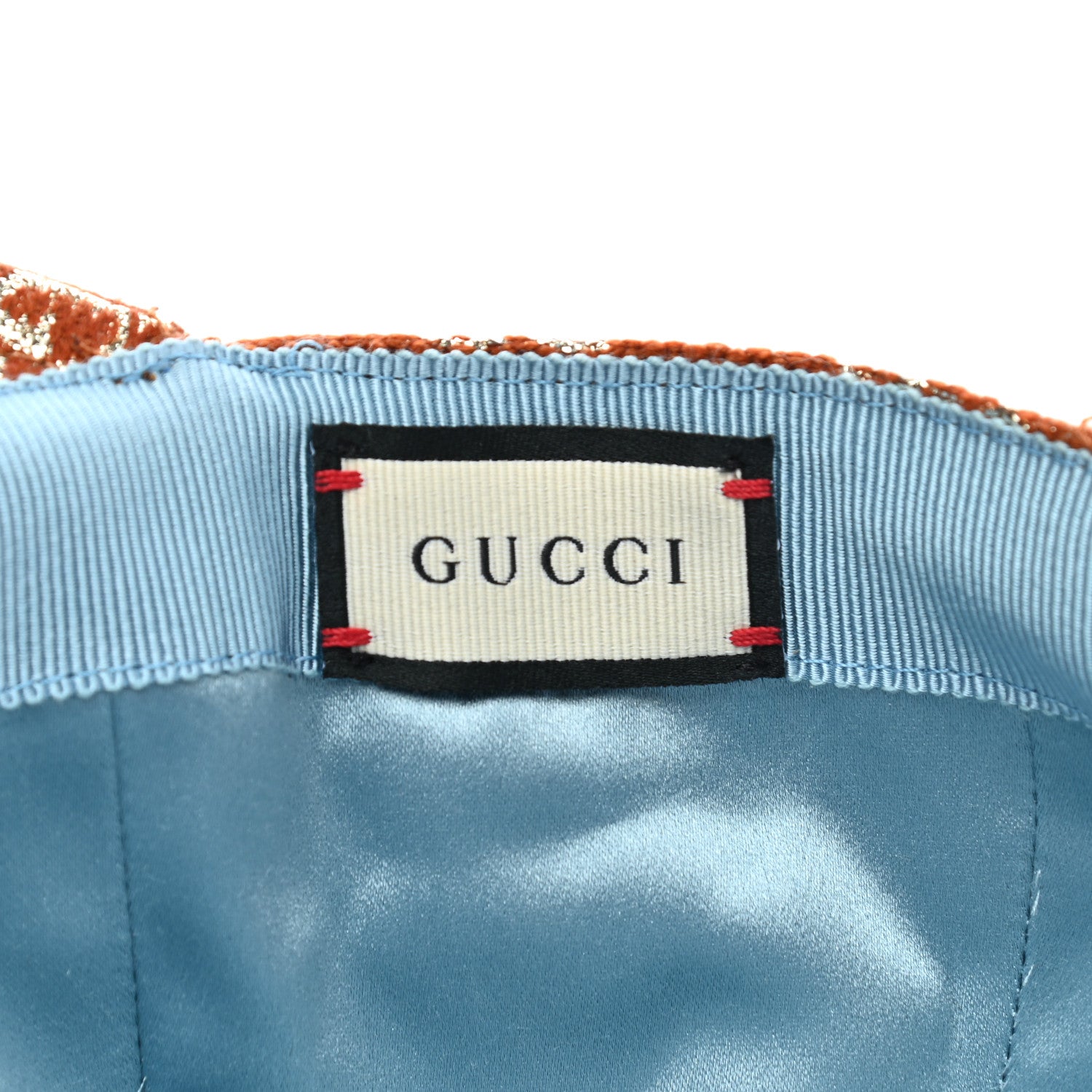Gucci Canvas Lame GG Monogram Rush Baseball Hat S Burnt Orange Silver 8 of 9