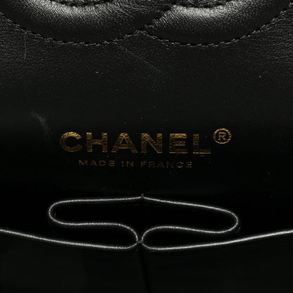 Chanel Lambskin Quilted Medium Double Flap Black White 6 of 9