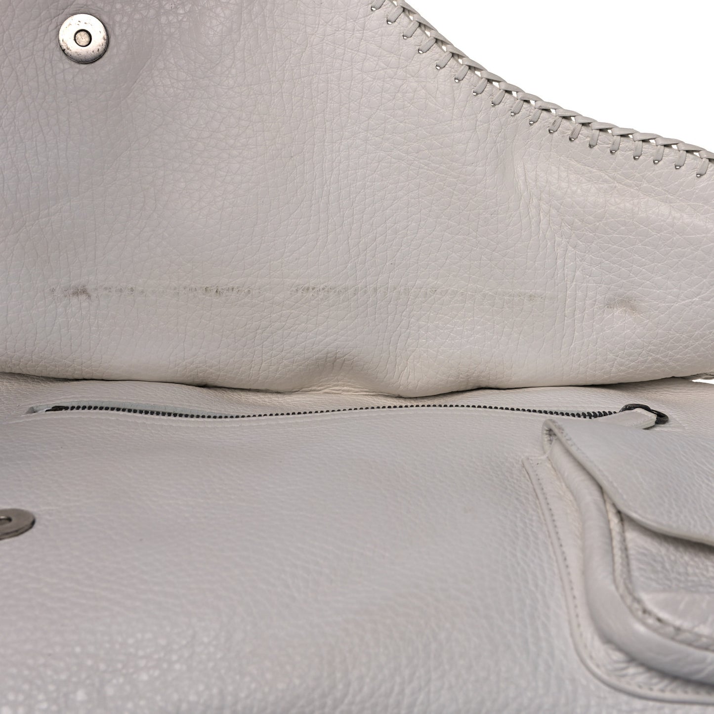 Calfskin Braided Gaucho Double Saddle Bag White