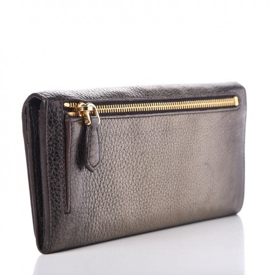 Vitello Daino Antik Continental Flap Wallet Piombo