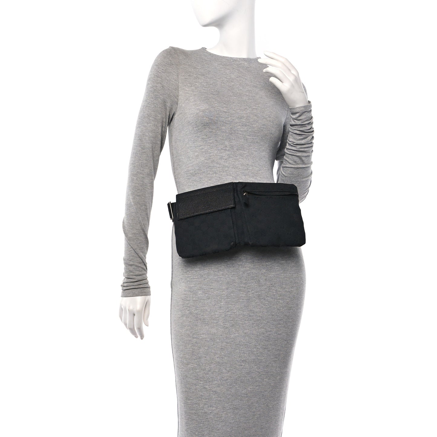 GG Monogram Double Pocket Belt Bag Black