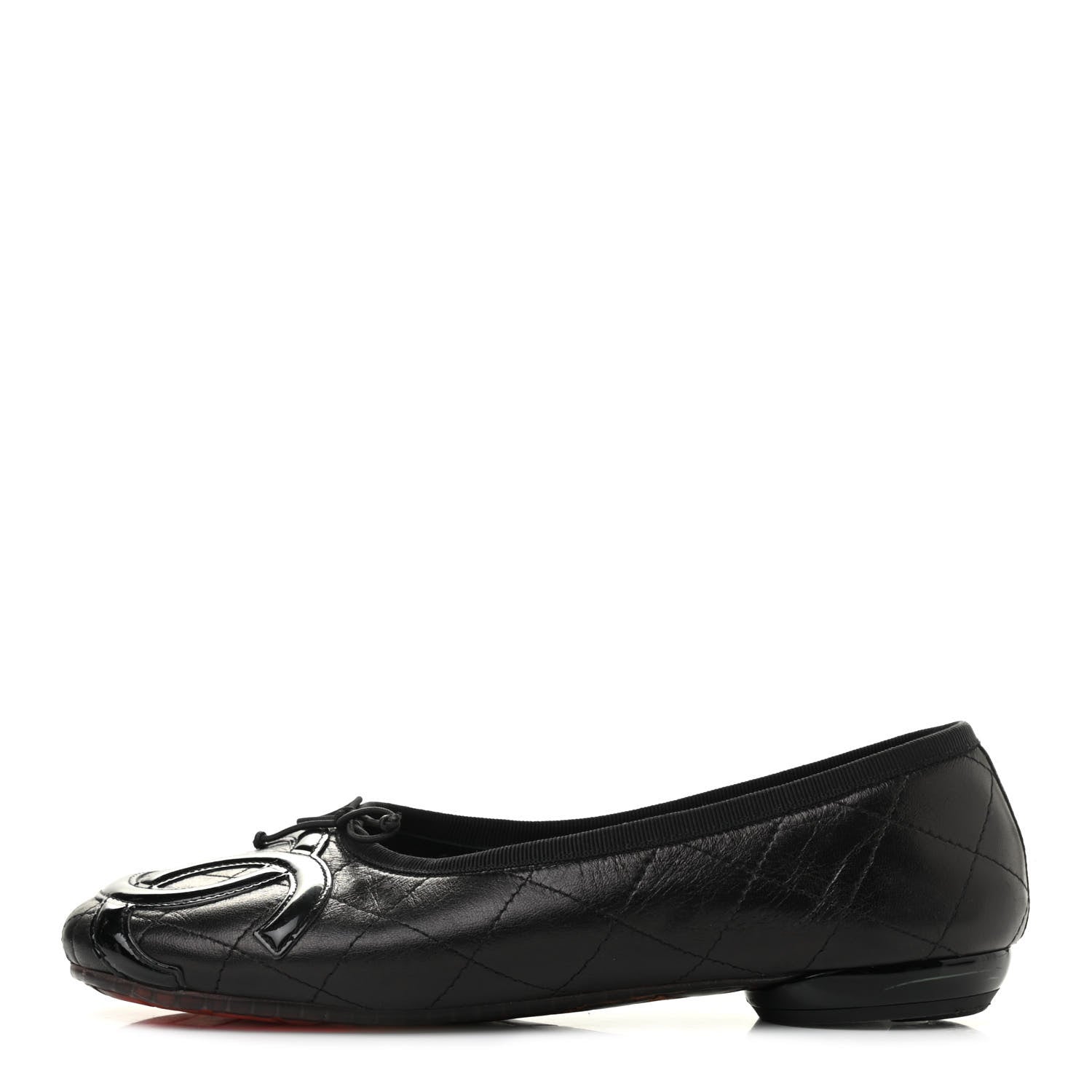 Chanel Lambskin Quilted Cambon Ballerina Flats 38 Black 1 of 11