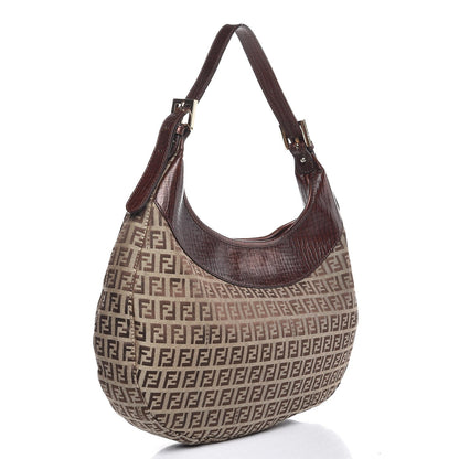 Fendi Zucchino Vitello Clip Hobo Mogano Panna Bruciato 3 of 7