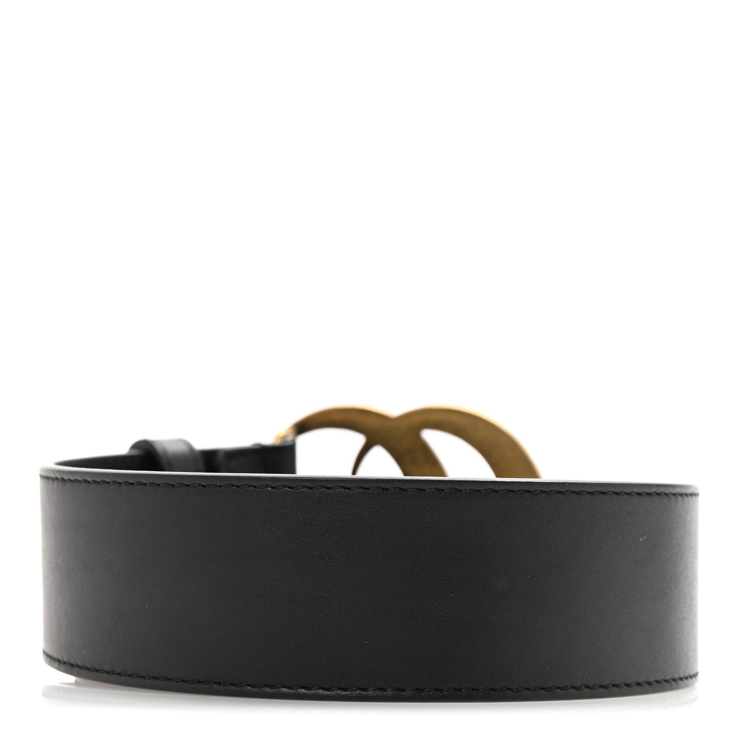 Moon Calfskin Pearl Double G 40mm Belt 80 32 Black Cream