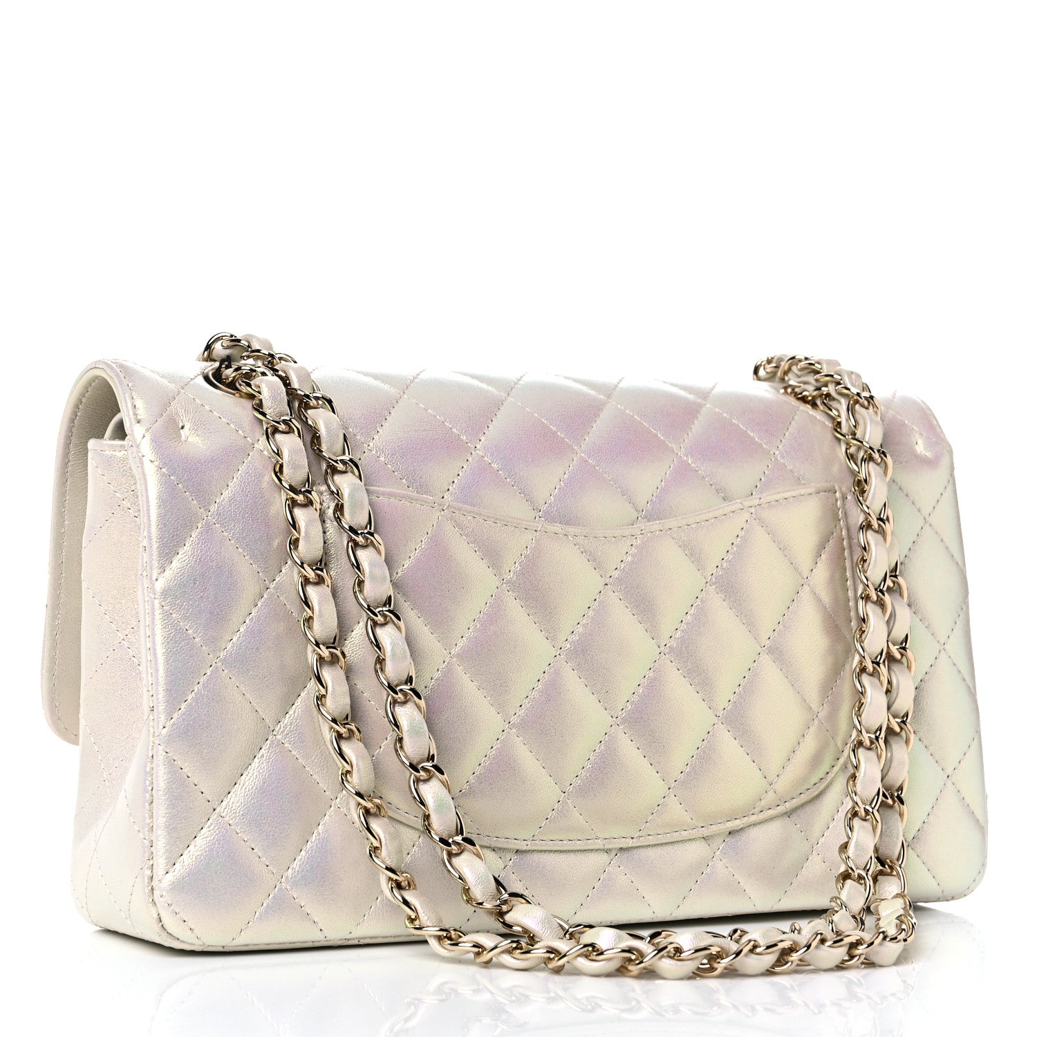 Chanel Iridescent Lambskin Quilted Medium Double Flap Ivory 3 of 12