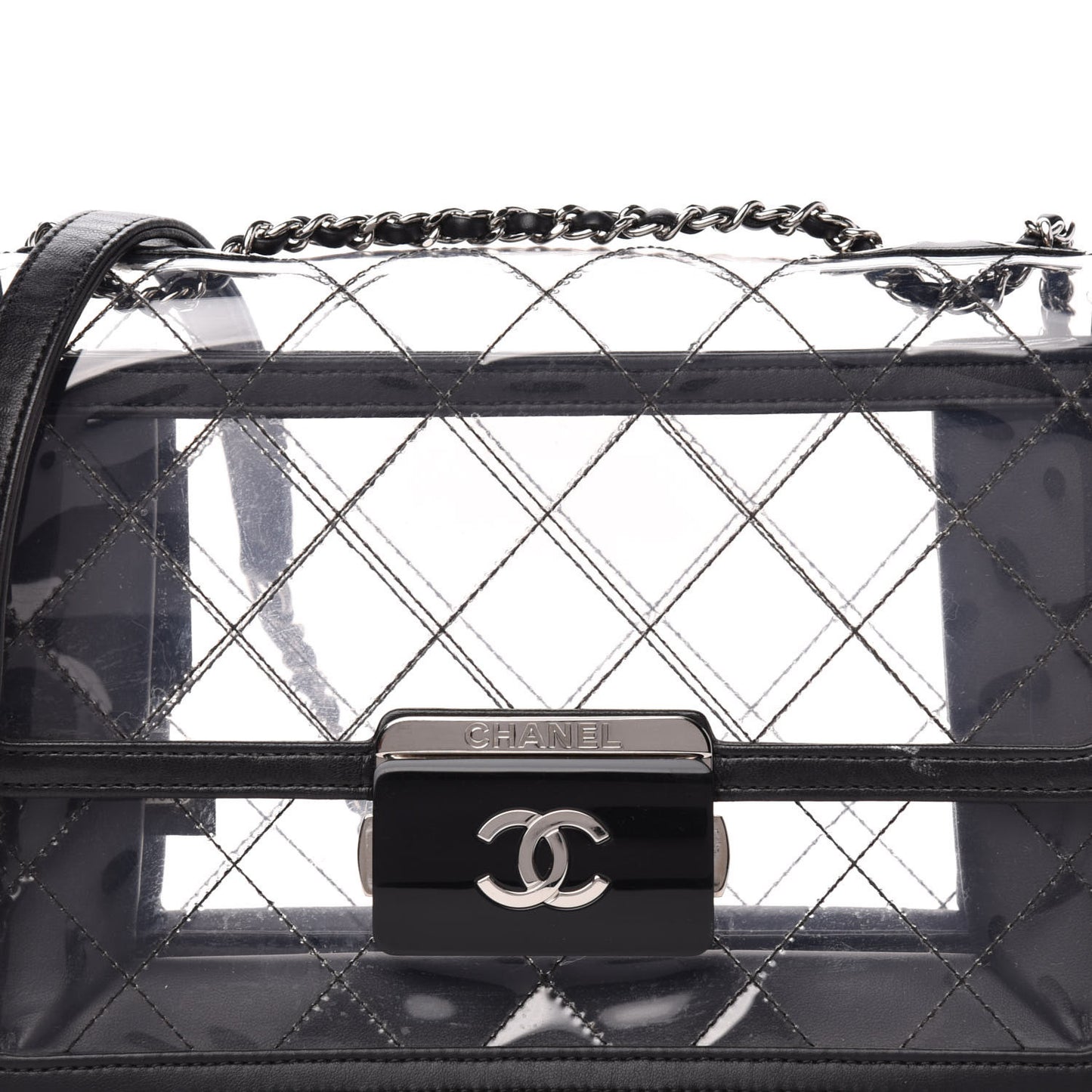 PVC Lambskin Quilted Beauty Lock Flap Black