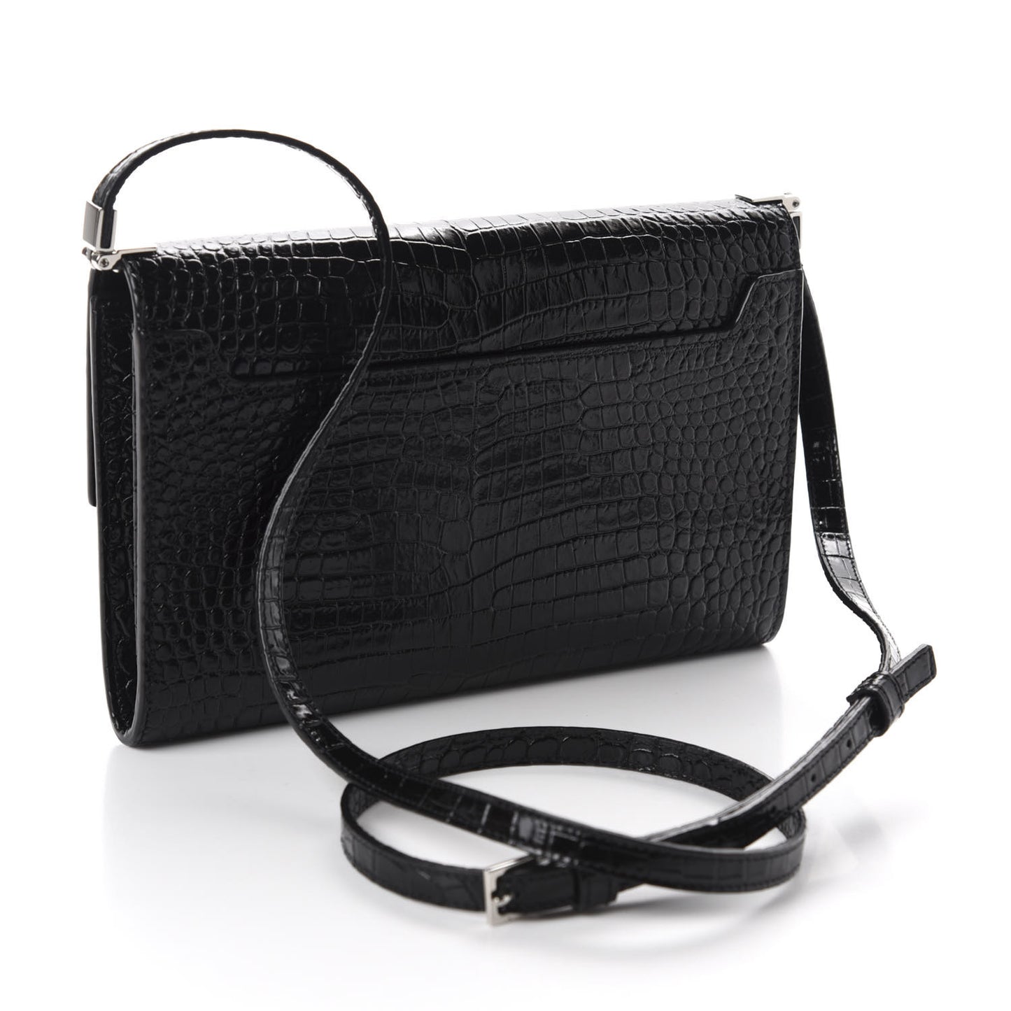 Calfskin Crocodile Embossed Monogram Mini Uptown Crossbody Black