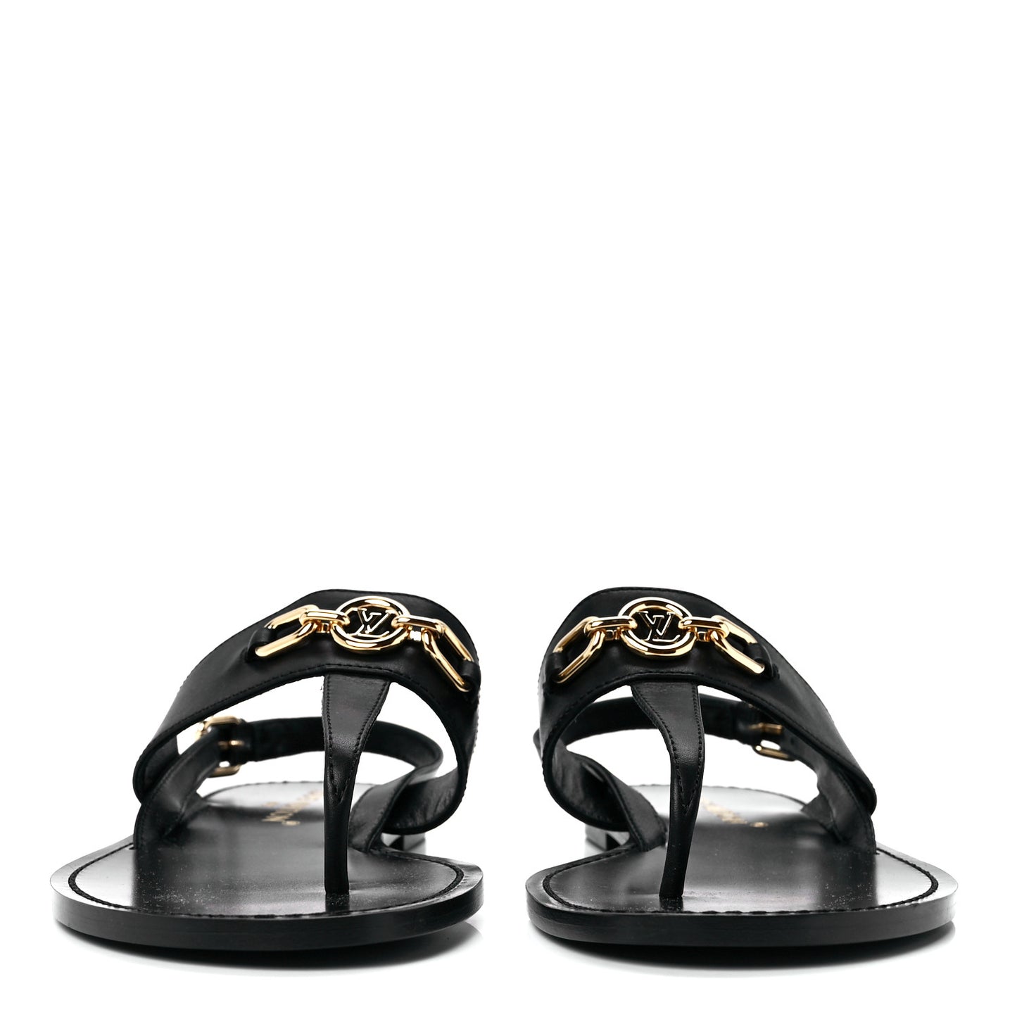 Glazed Calfskin Orsay Flat Sandals 40 Black
