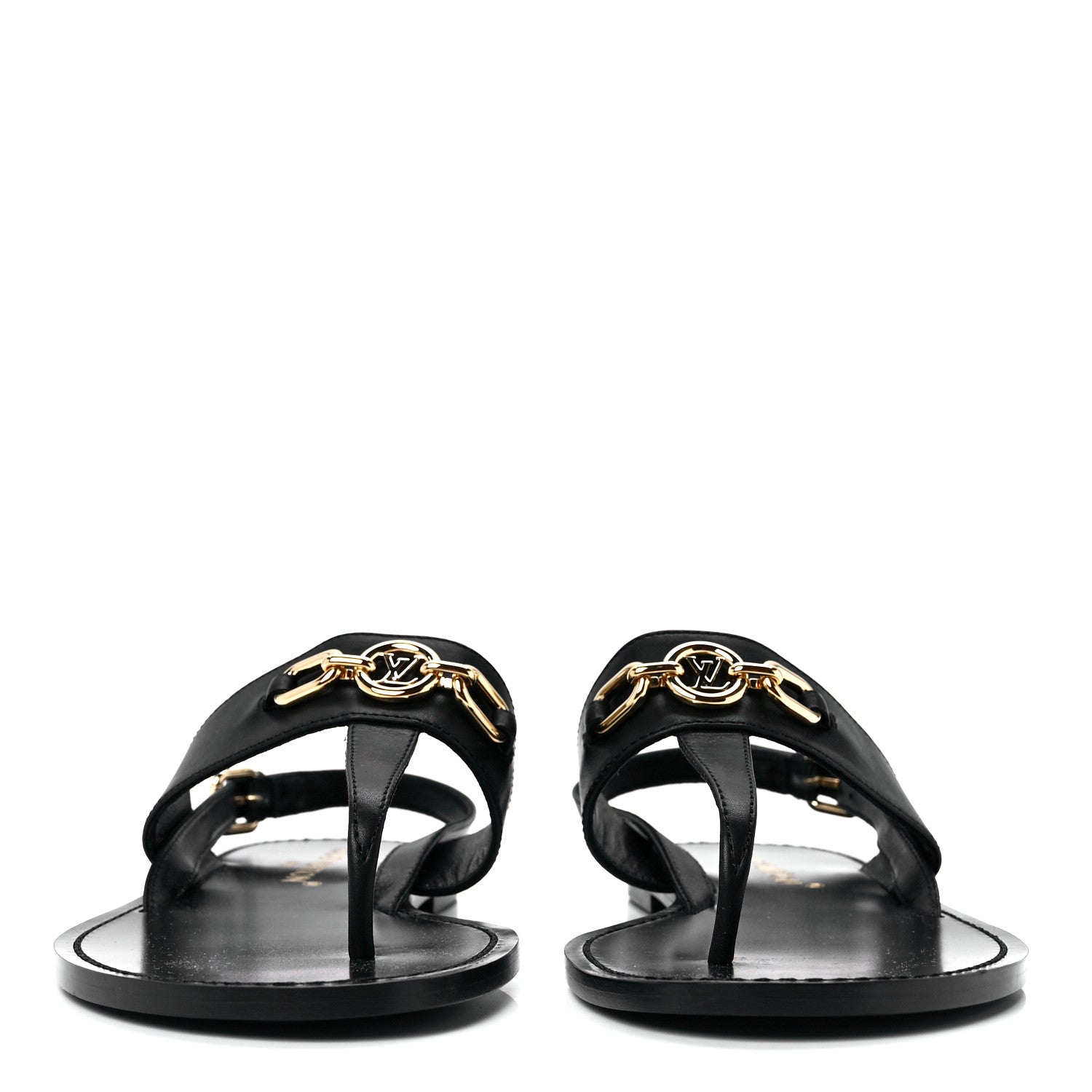 Louis Vuitton Glazed Calfskin Orsay Flat Sandals 40 Black 2 of 8