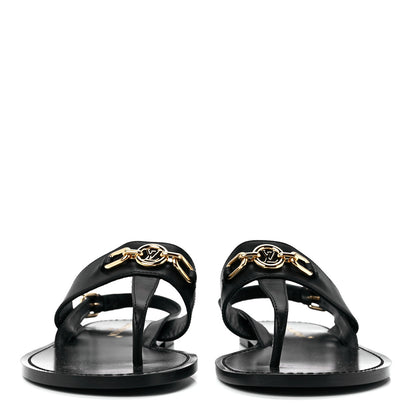 Louis Vuitton Glazed Calfskin Orsay Flat Sandals 40 Black 2 of 8