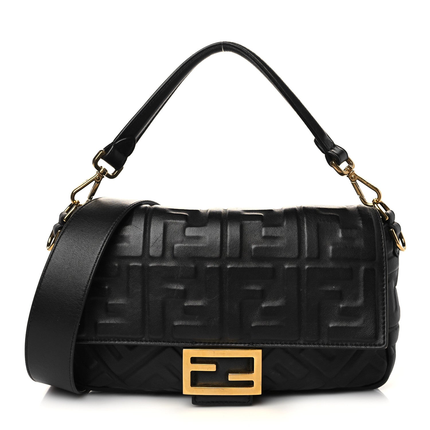 Fendi Nappa FF 1974 Embossed Baguette Black 1 of 6