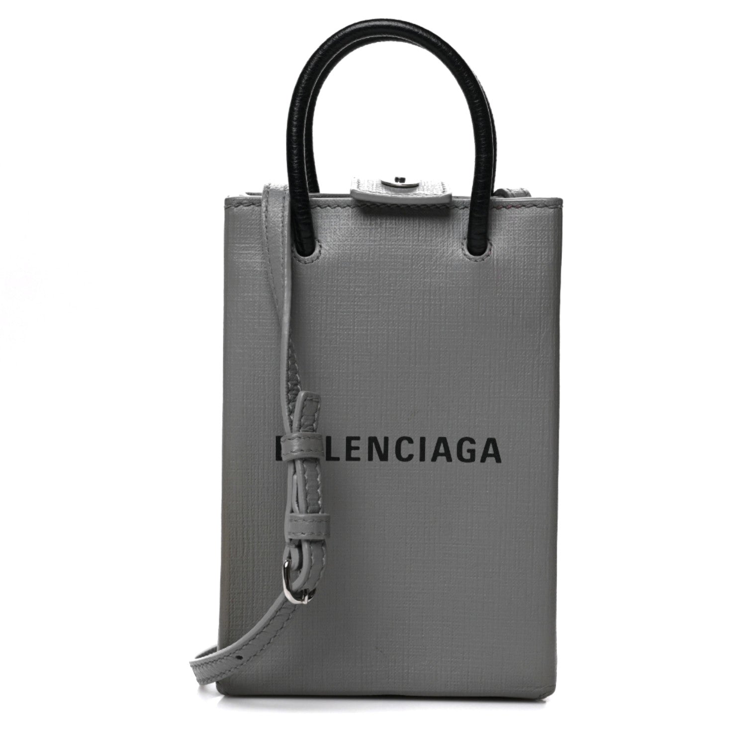 Balenciaga Squared Calfskin Logo Shopping Phone Holder Bag Balenciaga Grey 1 of 9