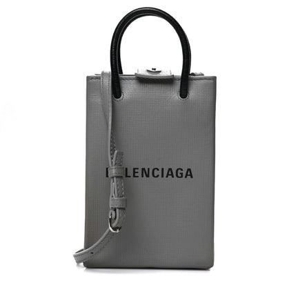 Balenciaga Squared Calfskin Logo Shopping Phone Holder Bag Balenciaga Grey 1 of 9