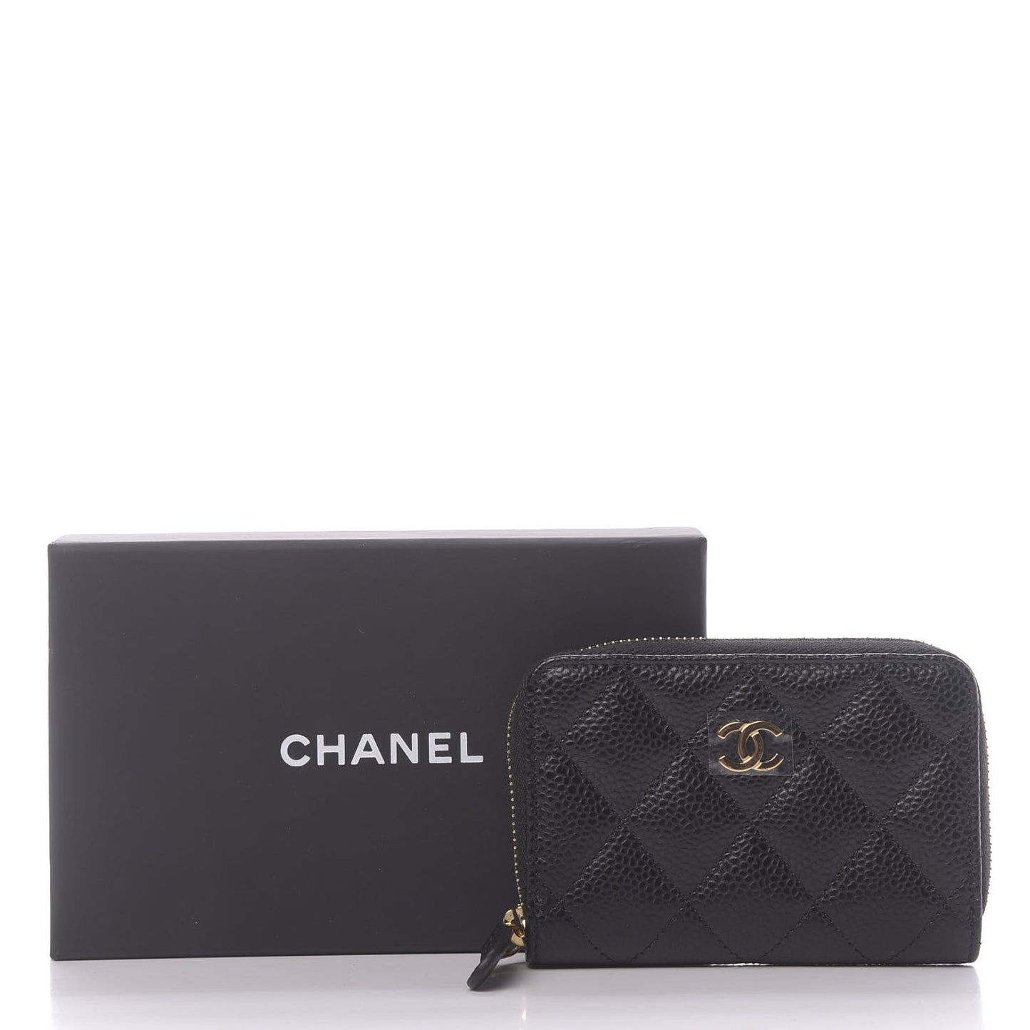 Caviar Quilted Zip Coin Purse Black