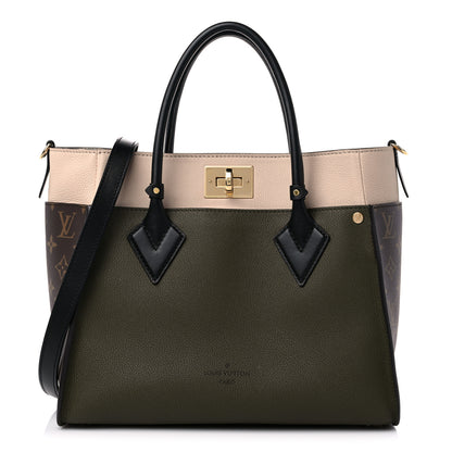 Louis Vuitton Calfskin Monogram On My Side MM Laurier Green Toffee Latte Beige 1 of 9