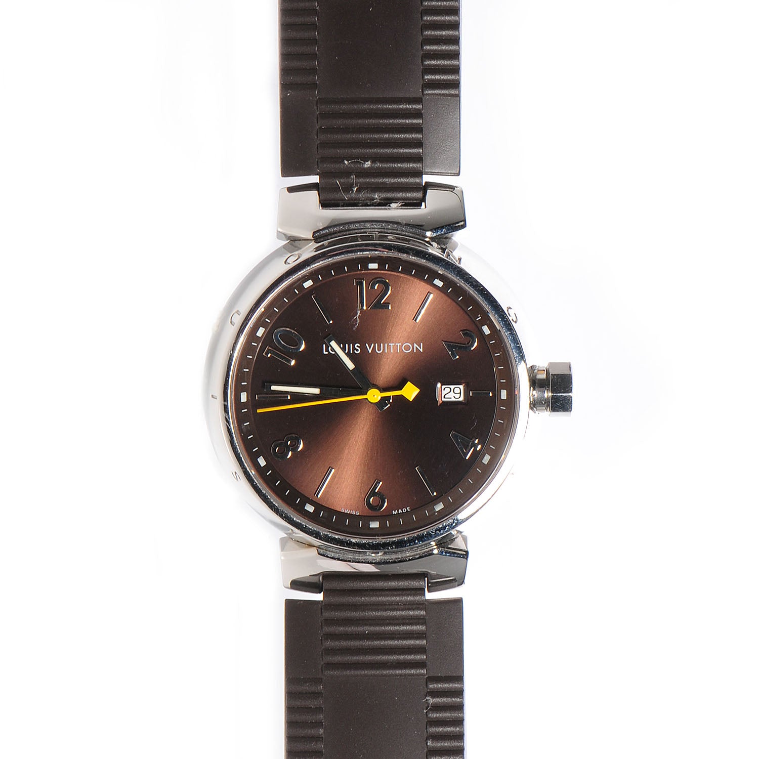Louis Vuitton Stainless Steel Rubber 39mm Tambour Quartz Watch Brown 1 of 7
