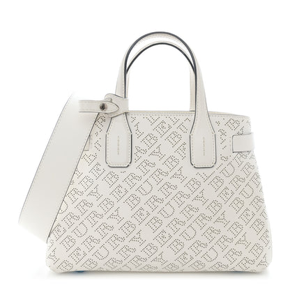 Burberry Calfskin Perforated Small Banner Tote Chalk White 1 of 13