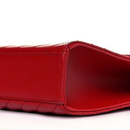Saint Laurent Grain De Poudre Matelasse Chevron Large Monogram Satchel Lipstick Red 8 of 8