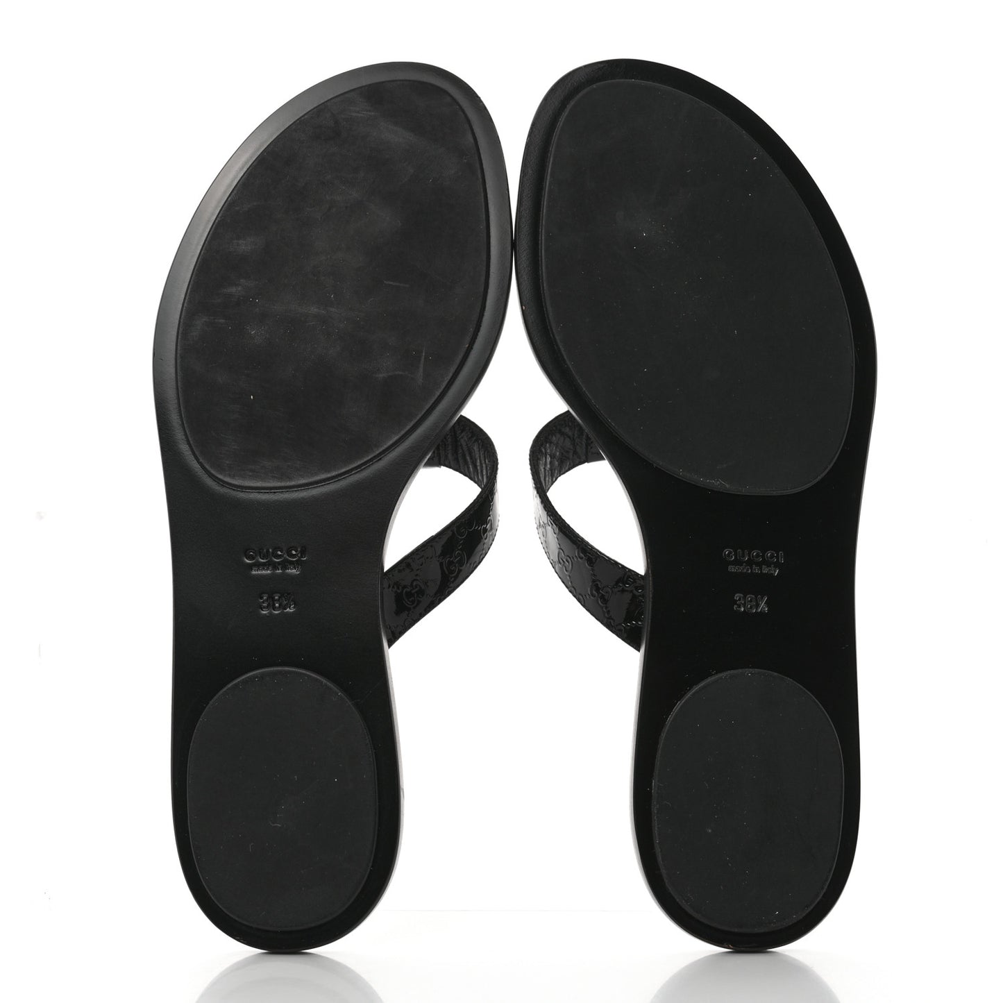 Patent Guccissima Thong Sandals 38.5 Black