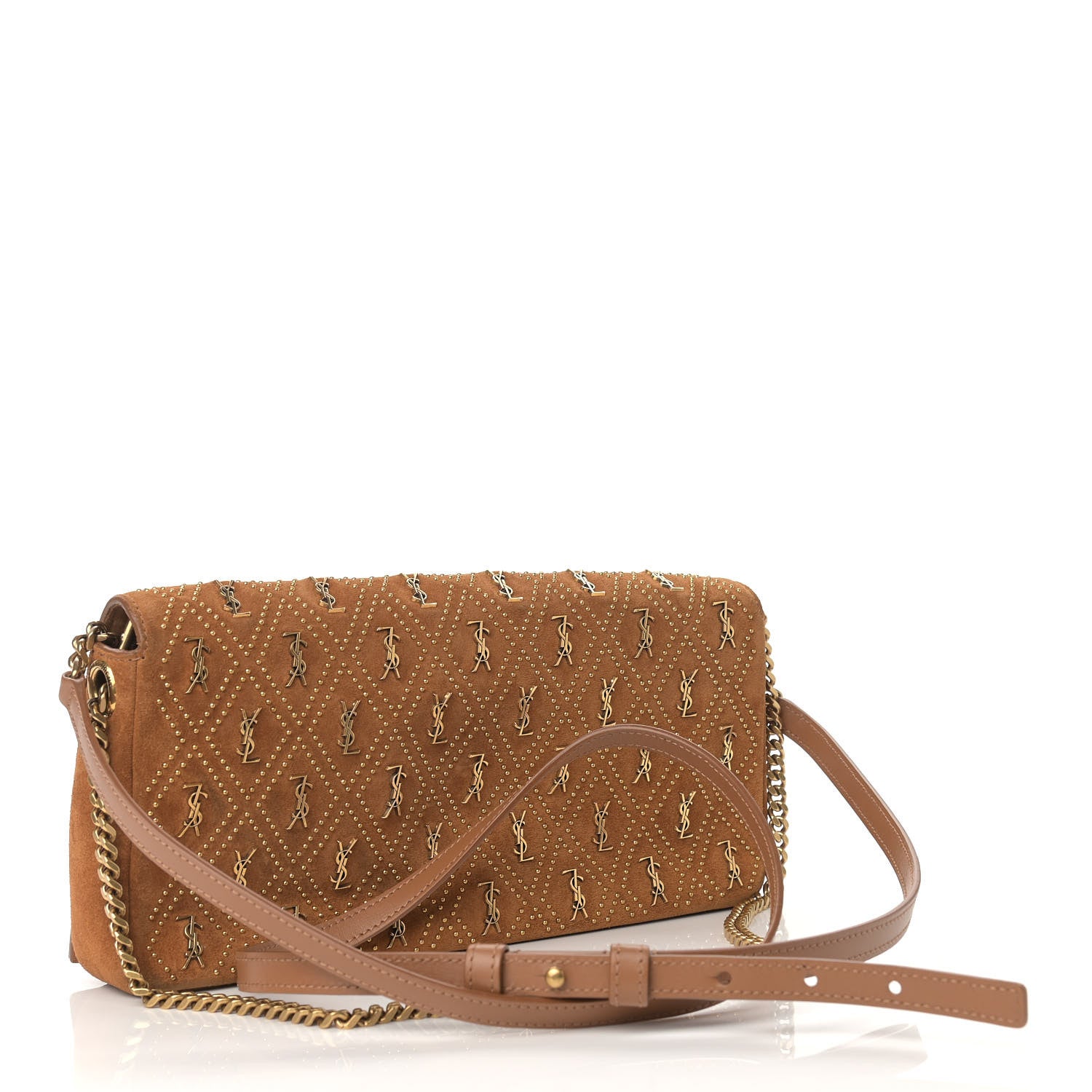 Saint Laurent Suede Studded Monogram Kate 99 Cinnamon 3 of 9