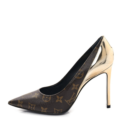 Louis Vuitton Monogram Cherie Pumps 39 Gold 1 of 10