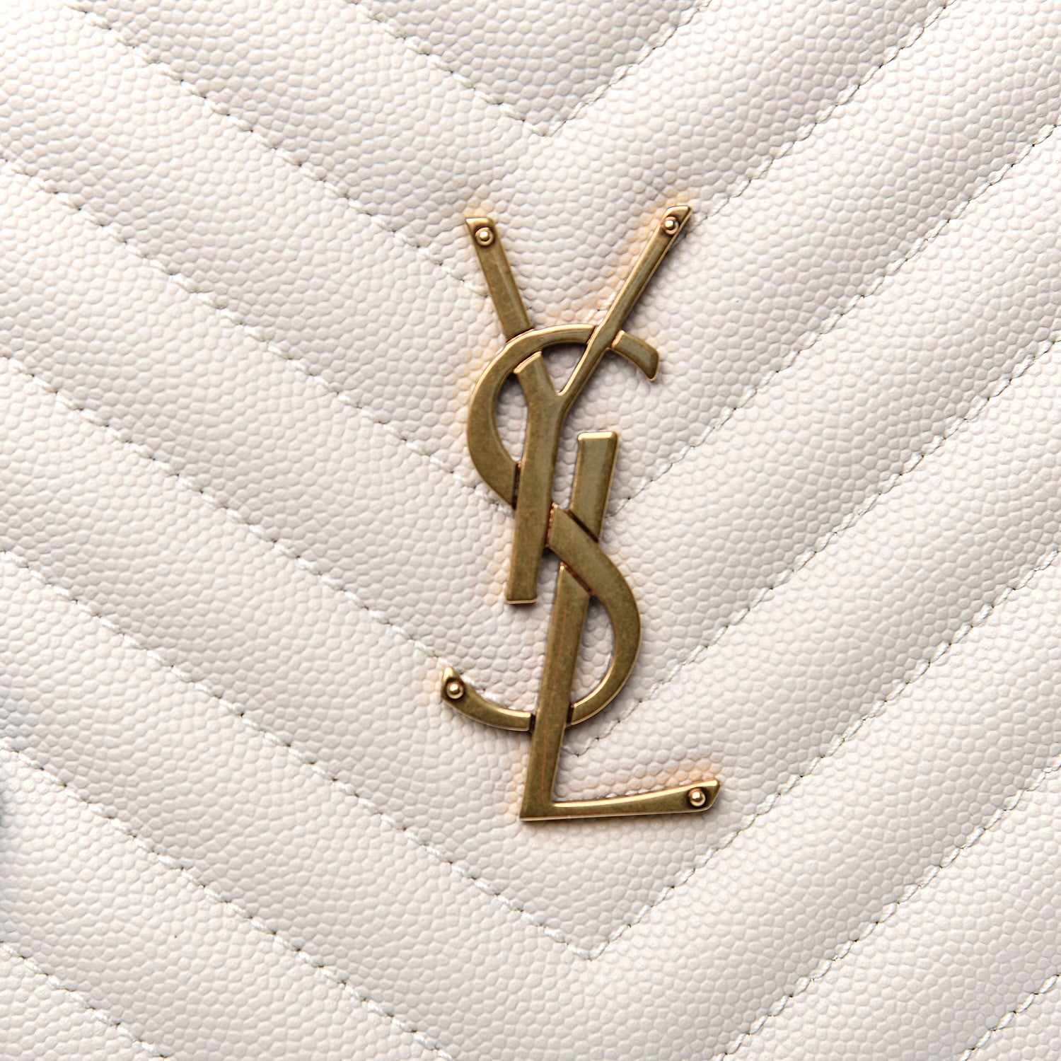 Saint Laurent Grain De Poudre Matelasse Chevron Quilted Round Vinyle Camera Bag White 8 of 8
