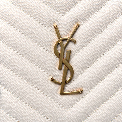 Saint Laurent Grain De Poudre Matelasse Chevron Quilted Round Vinyle Camera Bag White 8 of 8