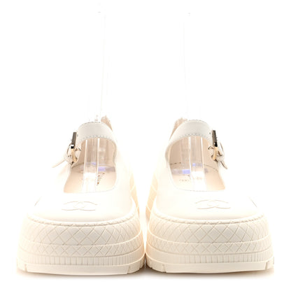 Chanel Lambskin Mary Jane Flats 41 White 3 of 10