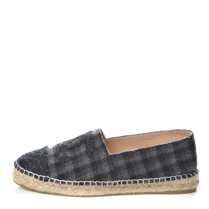 Chanel Flannel CC Espadrilles 38 Dark Grey Black 1 of 8