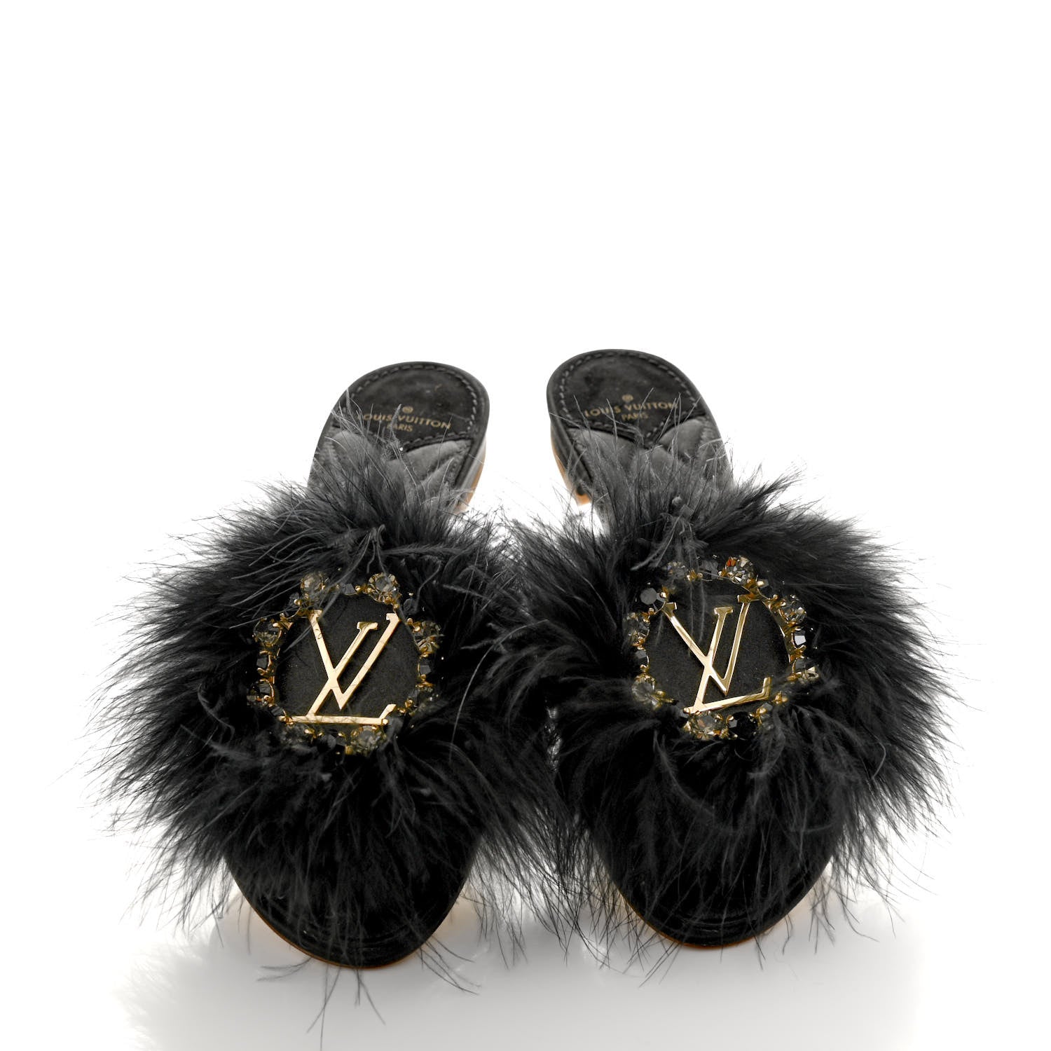 Louis Vuitton Marabou Crystal LV Marilyn Flat Mule 37 Black 9 of 9