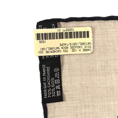 Hermes Cashmere Silk Caducee Rock Scarf 100 Naturel Gris Taupe 3 of 3