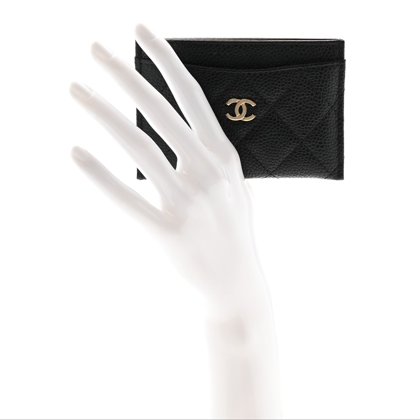 Caviar Quilted Card Holder Black