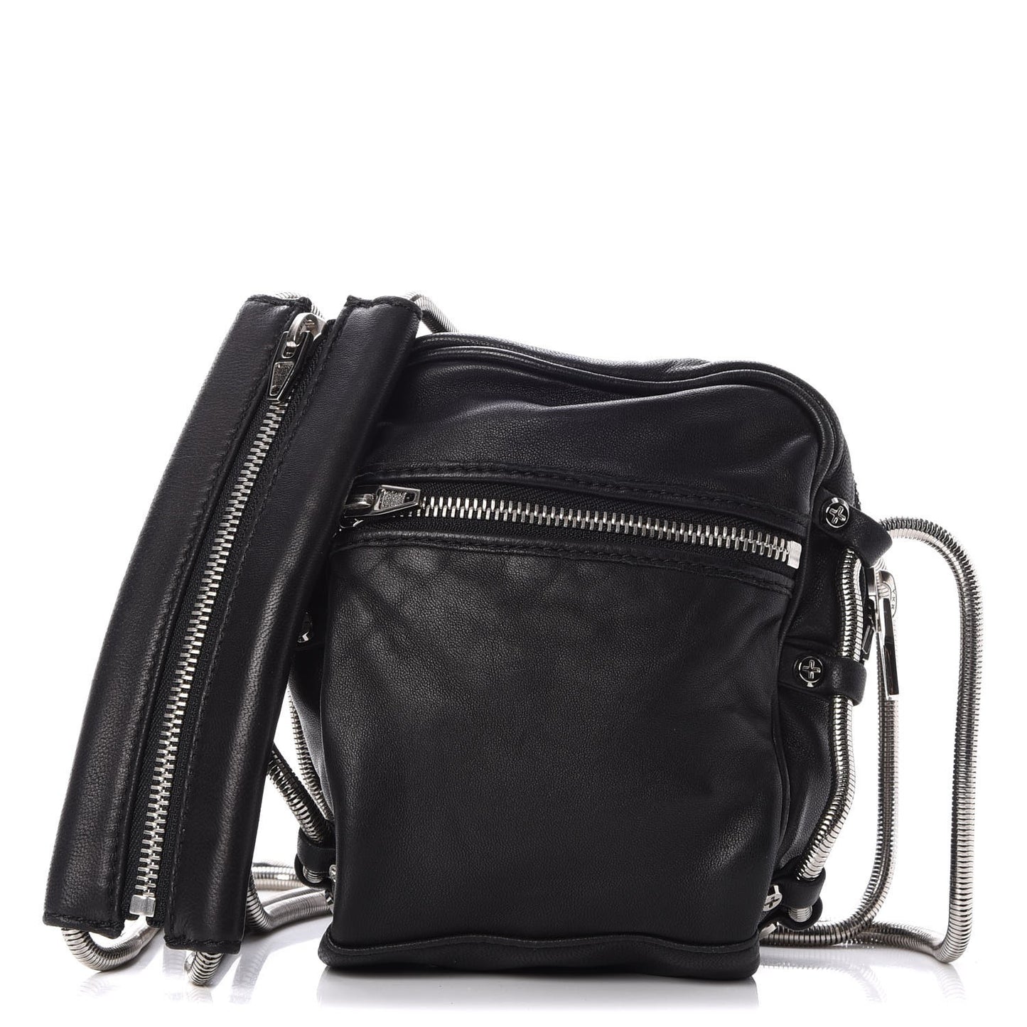 Washed Lambskin Brenda Chain Camera Bag Black
